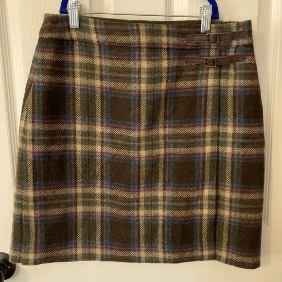 Boden Dresses & Skirts - EUC Boden Wool Tweed Skirt in Brown, Blue, Green, and Pink Plaid 8R
